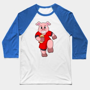 Pig at Football Sports Baseball T-Shirt